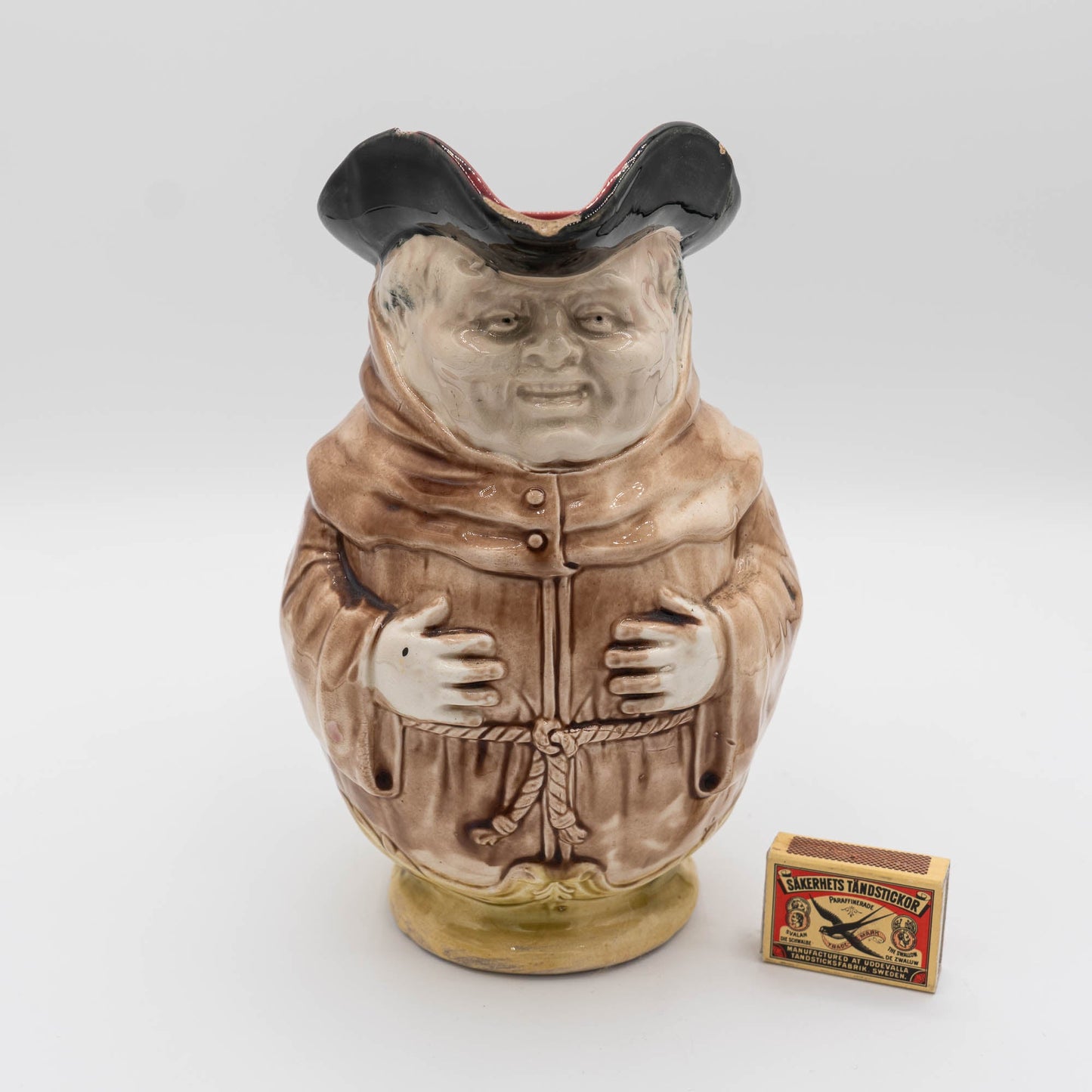 Adorable Laughing Monk Majolica Pitcher - Onnaing - c1890s - The Vintage Tales