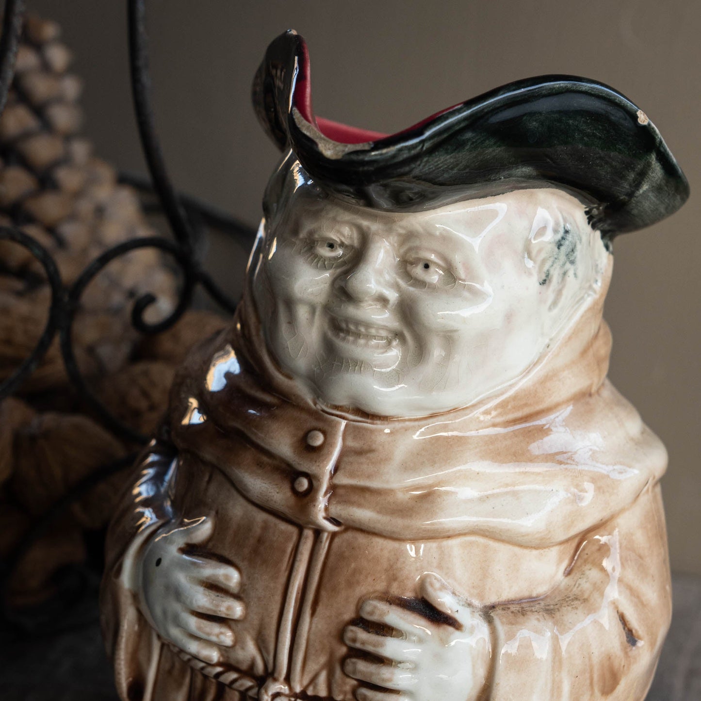 Adorable Laughing Monk Majolica Pitcher - Onnaing - c1890s - The Vintage Tales