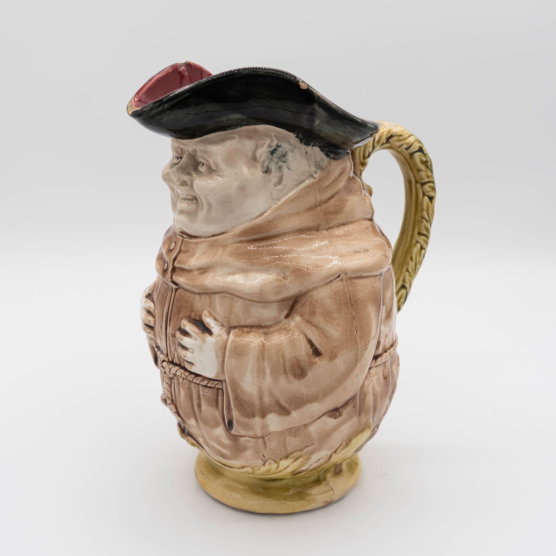 Adorable Laughing Monk Majolica Pitcher - Onnaing - c1890s - The Vintage Tales