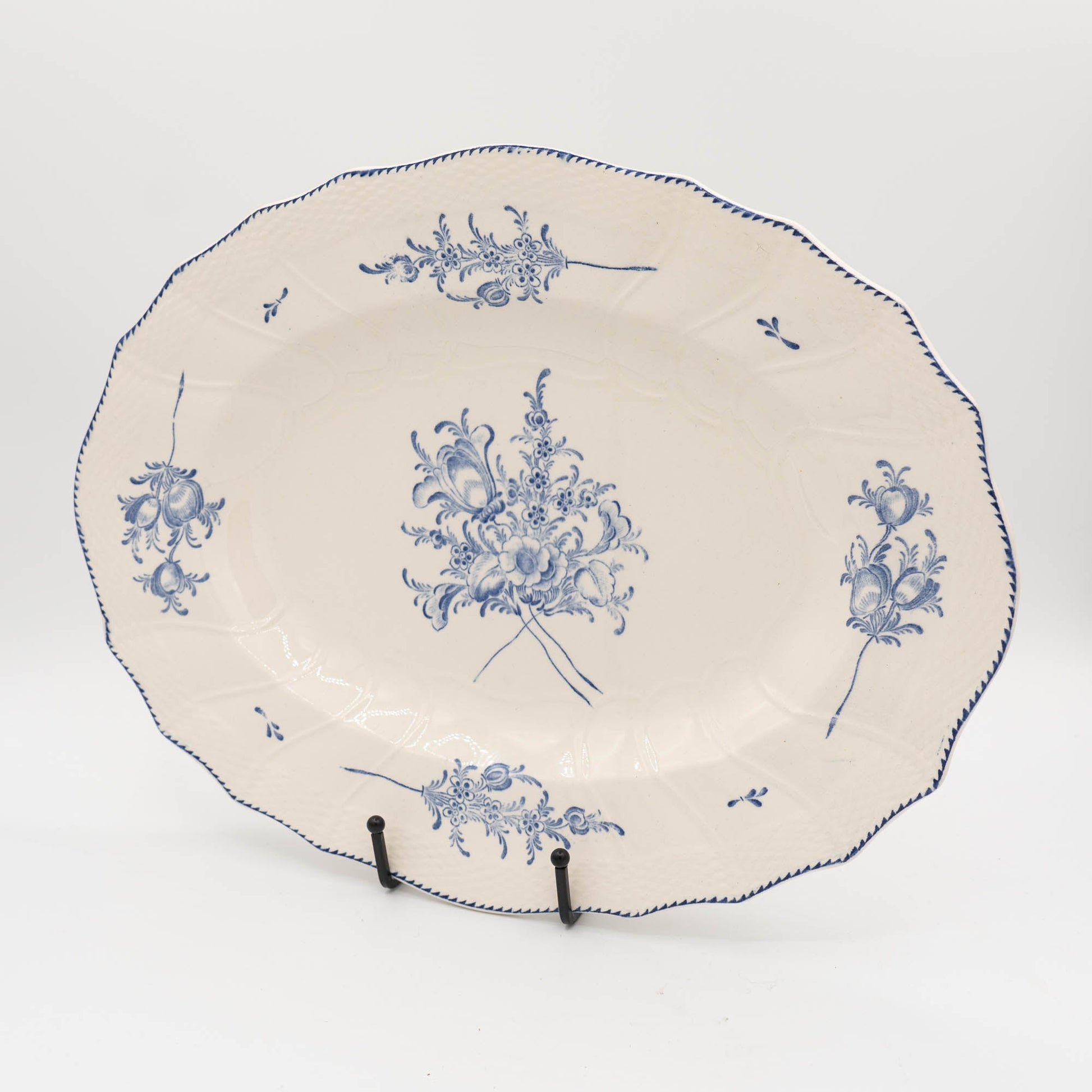 Antique Blue Serving Plate - Boch Frères La Louvière - 1880s - The Vintage Tales