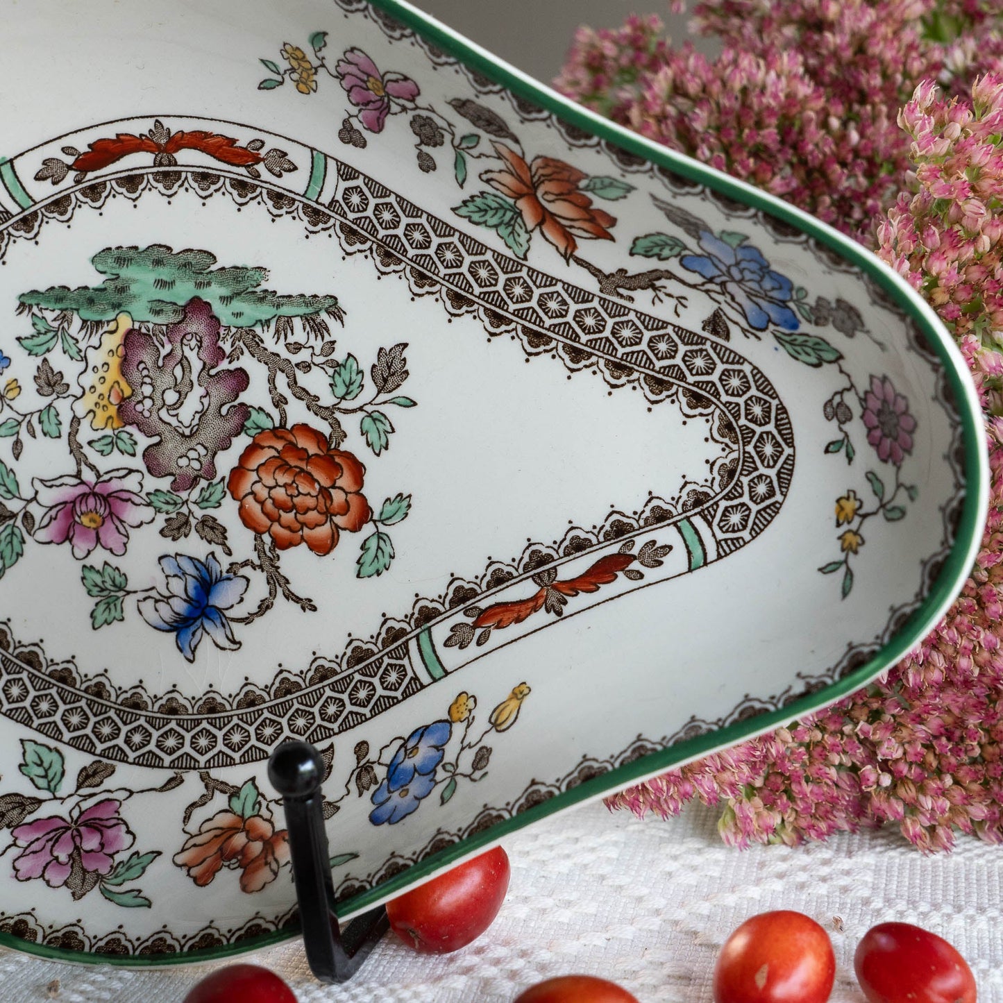 Oblong Pickle Dish - Chinese Rose - Spode - Ravier - The Vintage Tales