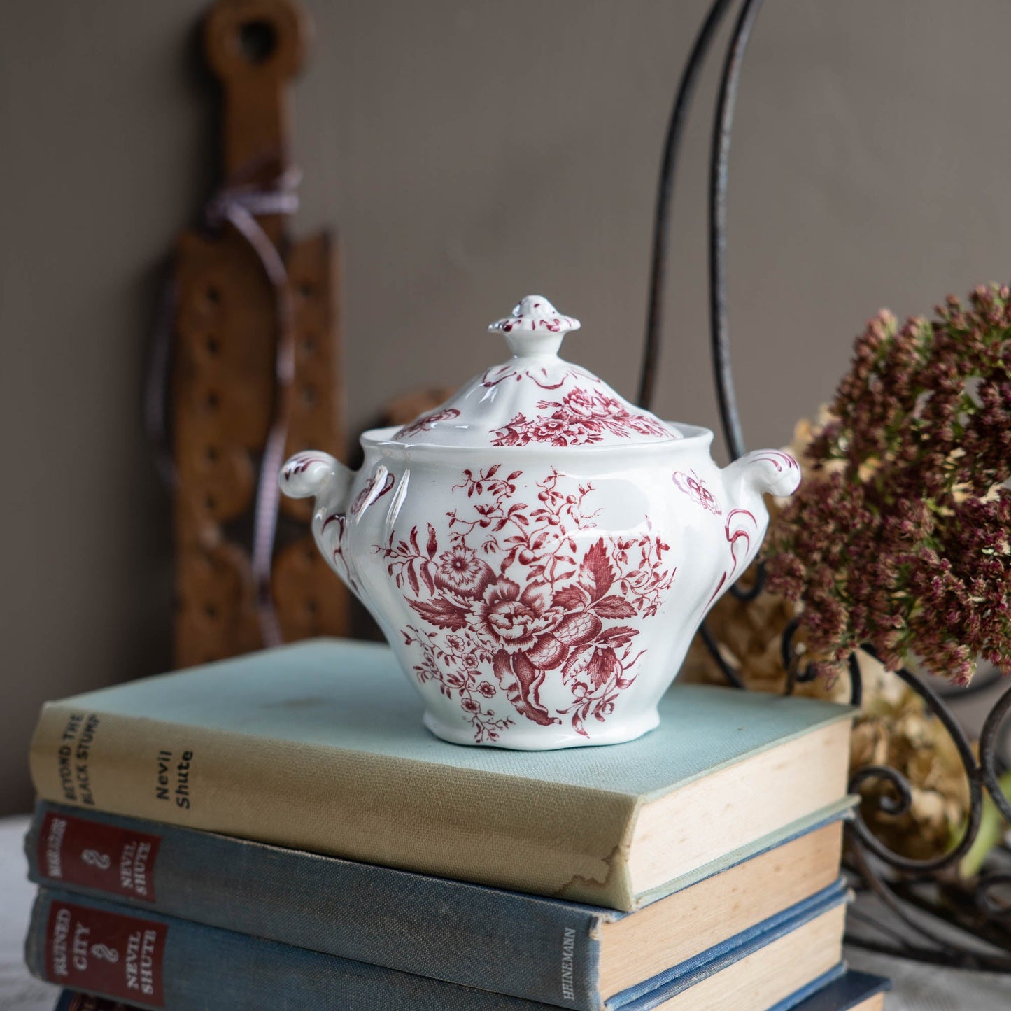 Peony Pink Sugar Bowl - Booths - c1950s - Sugar Bowl - The Vintage Tales