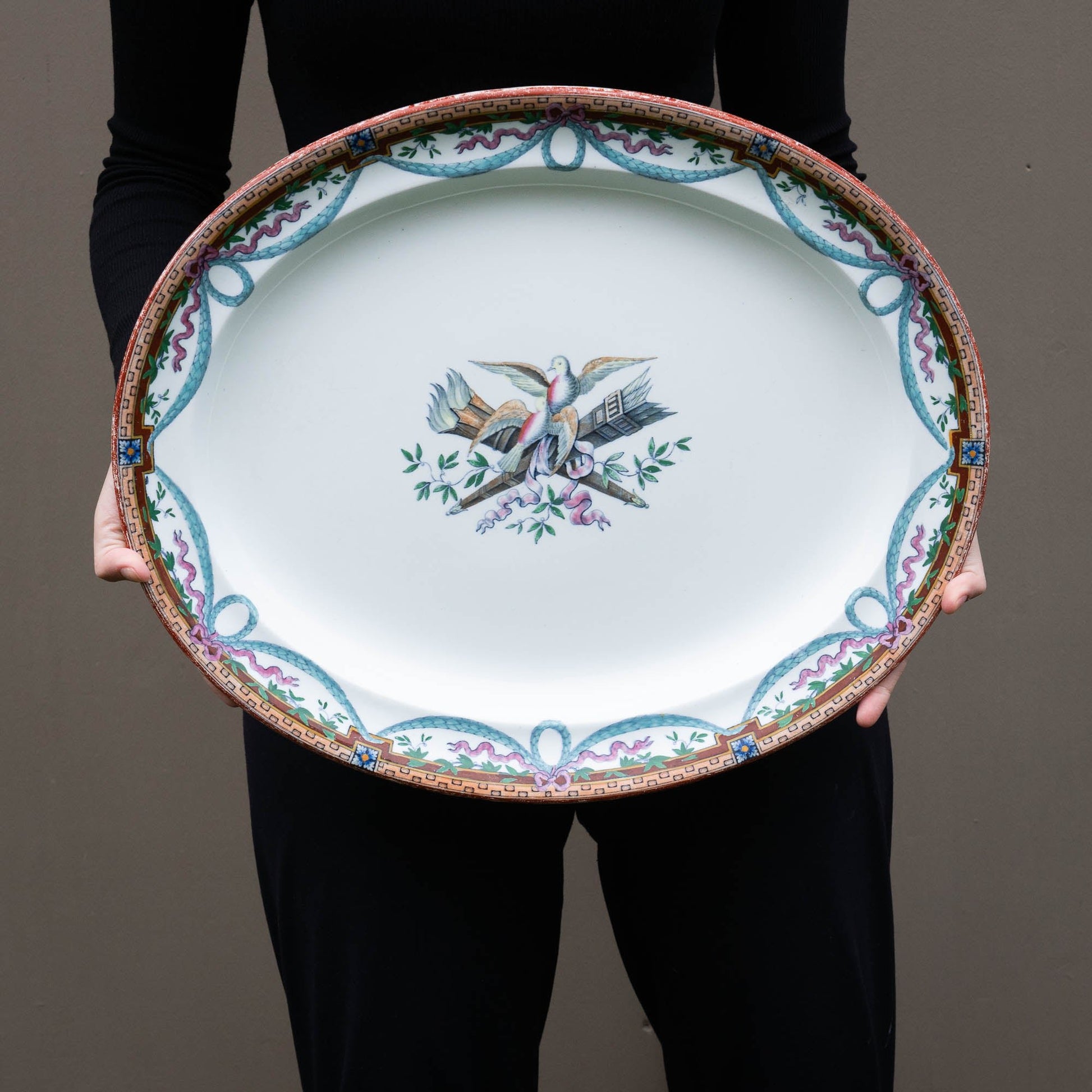 Rare Ironstone Pearlware Platter - "Peace" Pattern - Wedgwood - 1870s - The Vintage Tales