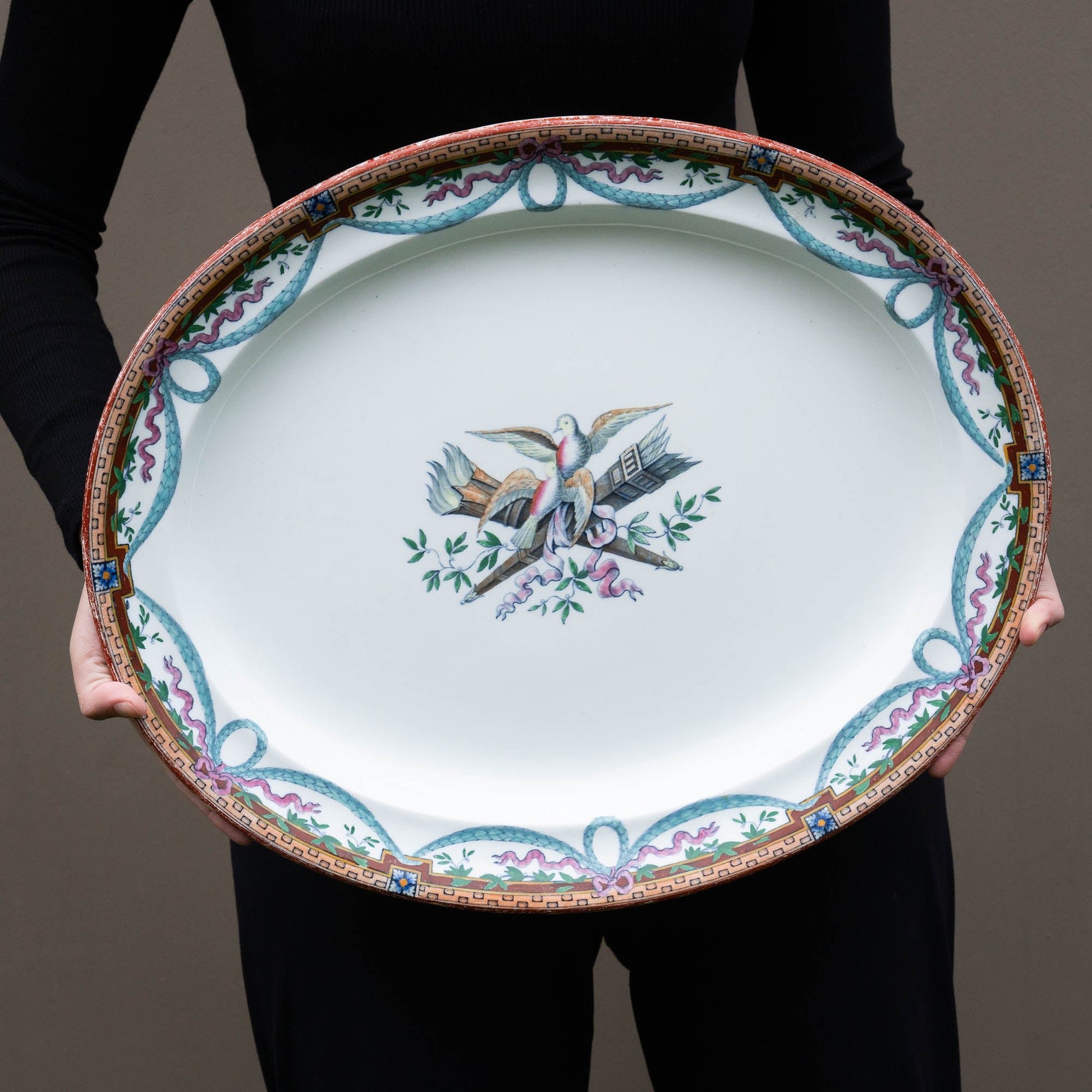 Rare Ironstone Pearlware Platter - "Peace" Pattern - Wedgwood - 1870s - The Vintage Tales