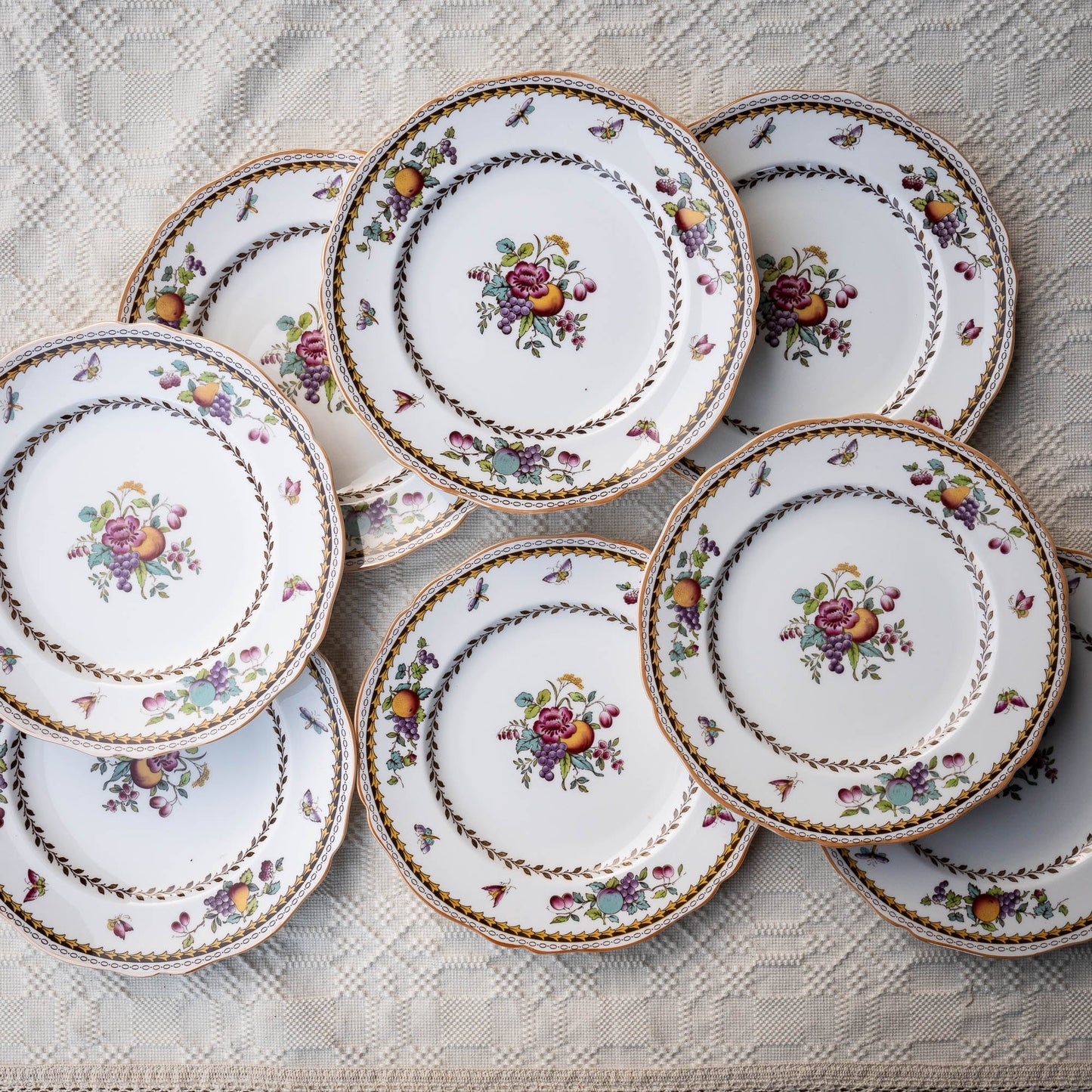 Set of 8 Salad Plates - Rockingham - Spode - c1950s - Dinner Plate - The Vintage Tales