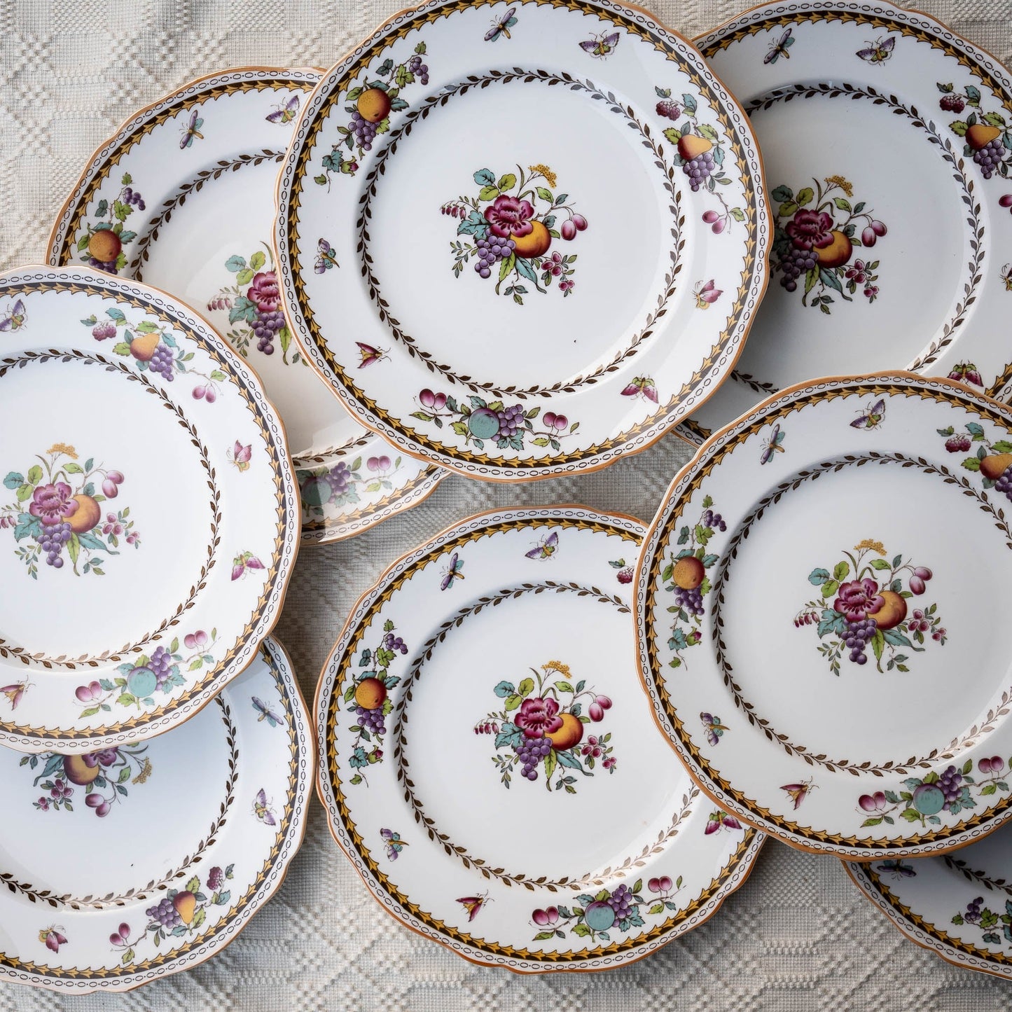 Set of 8 Salad Plates - Rockingham - Spode - c1950s - Dinner Plate - The Vintage Tales