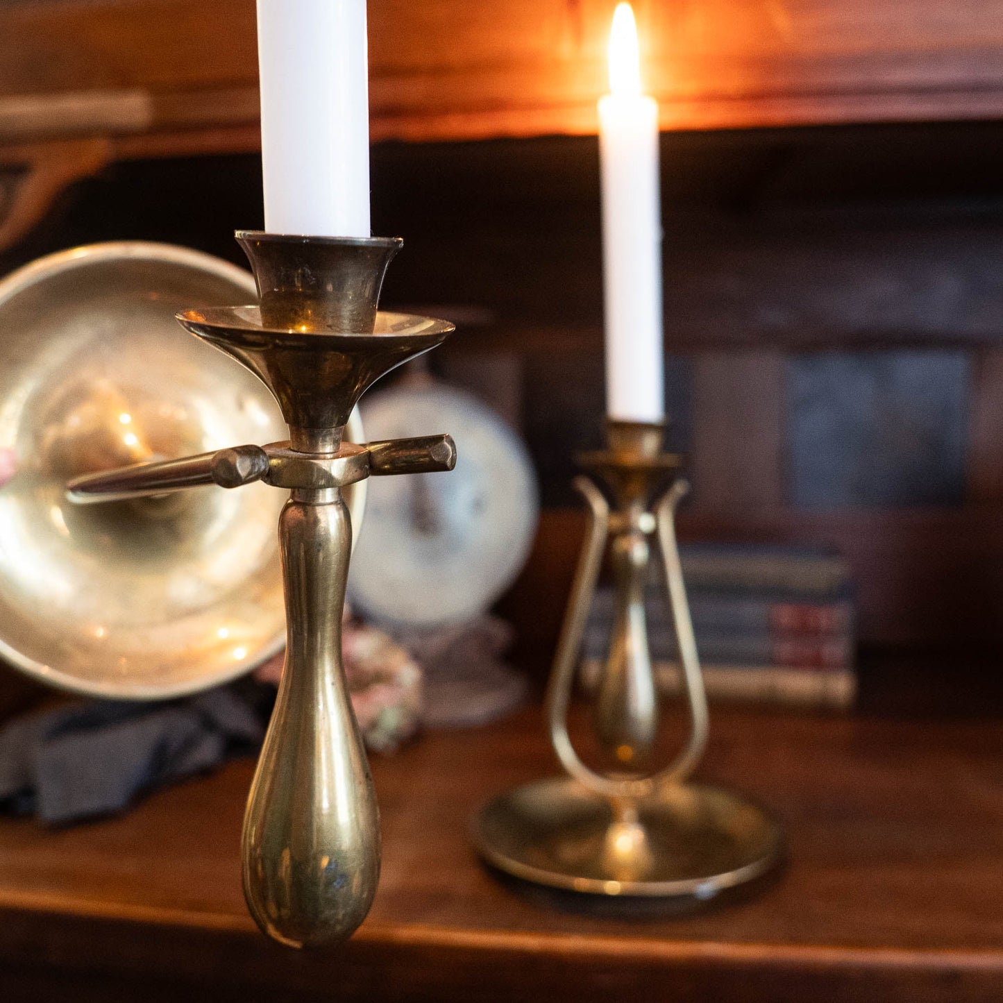 Set of Two Vintage Swivel Candlestands - Brass - 1950s - The Vintage Tales