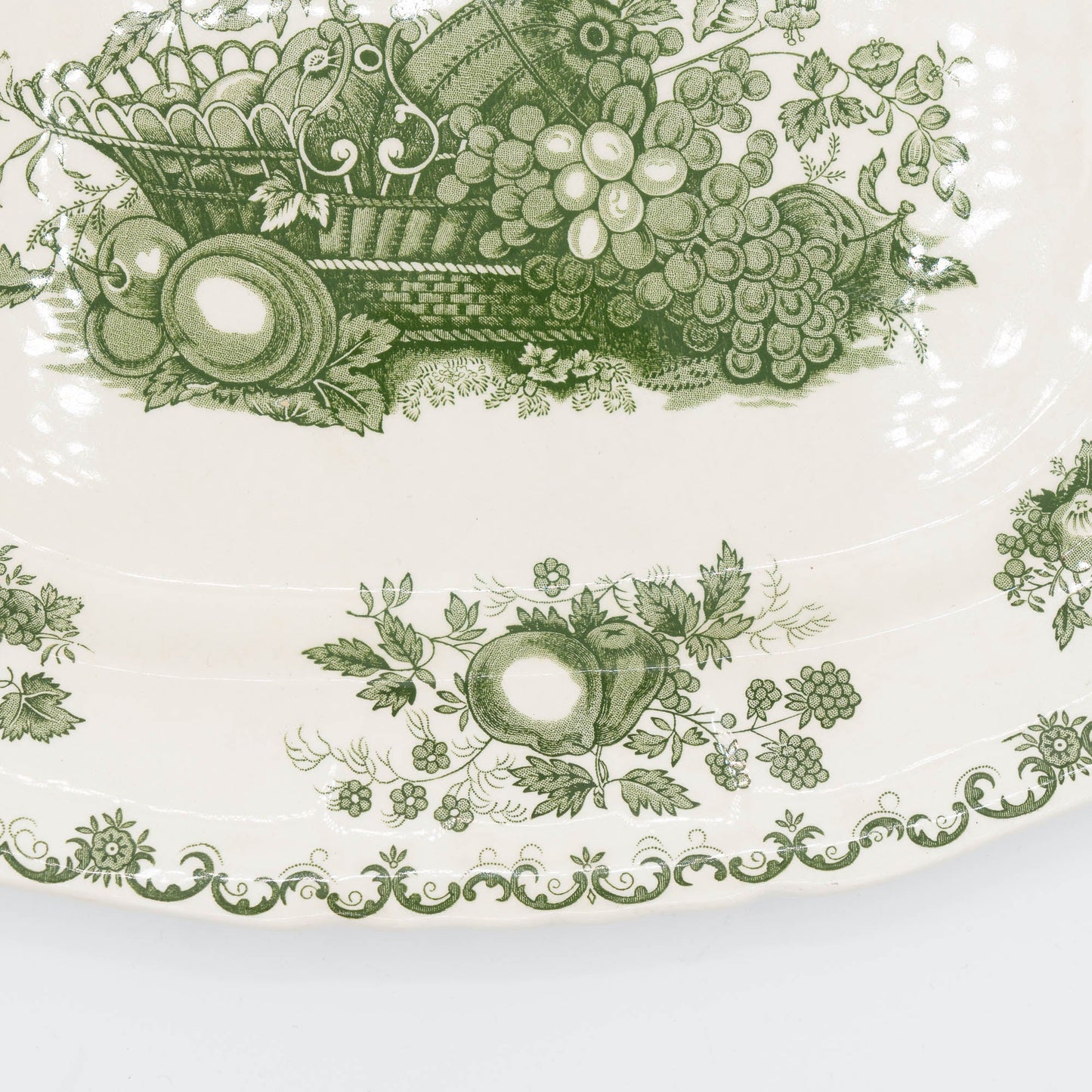 Two Vintage Serving Plates - Fruit Basket Green - Masons - c1950s - Serving Plate - The Vintage Tales