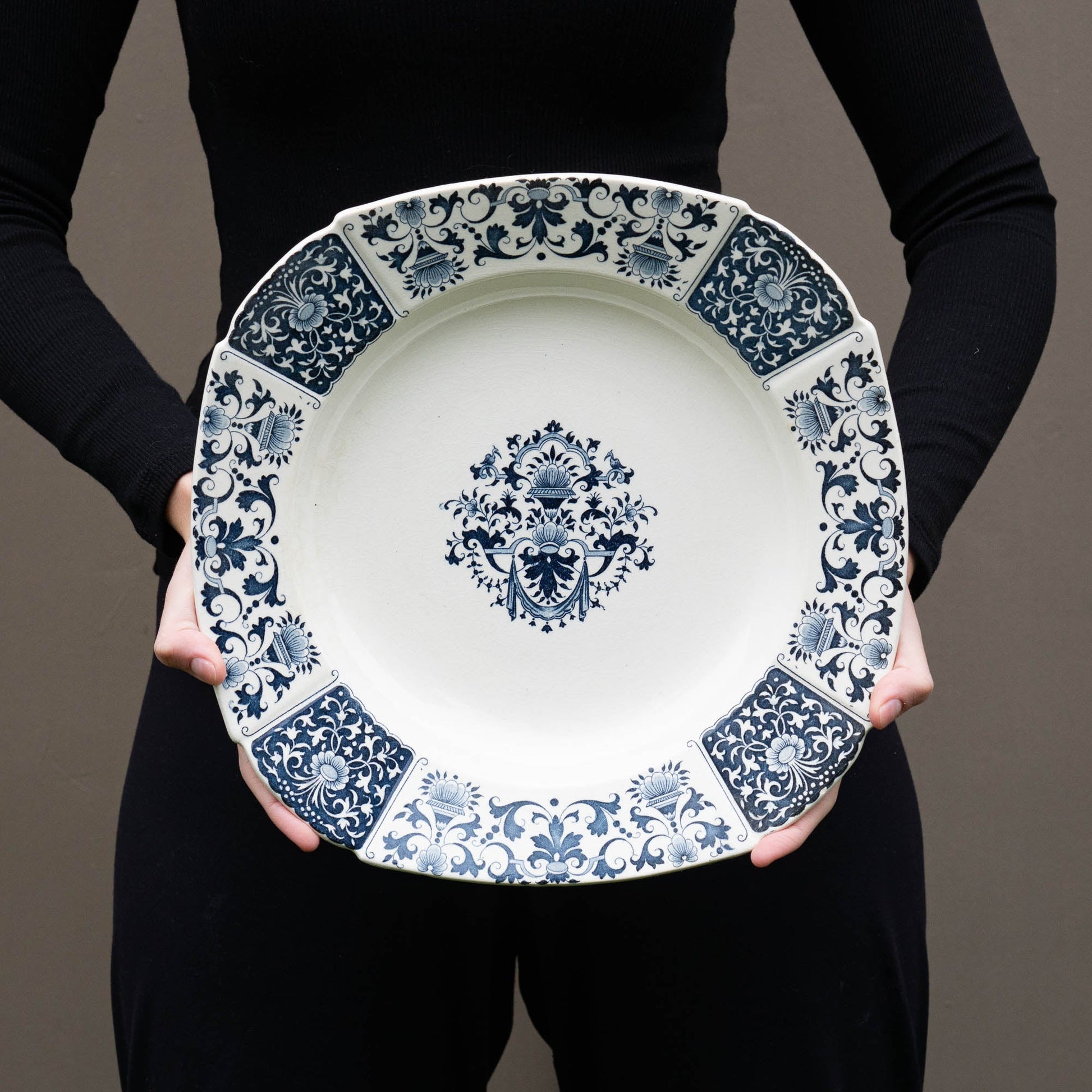 Vintage Blue & White Serving Platter - A 1150 - Gien - c1940s - Serving Plate - The Vintage Tales