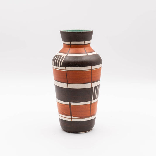 W. Germany Vase 606 - 20 - Bay Keramik - brown and red with green interior - Vase - The Vintage Tales